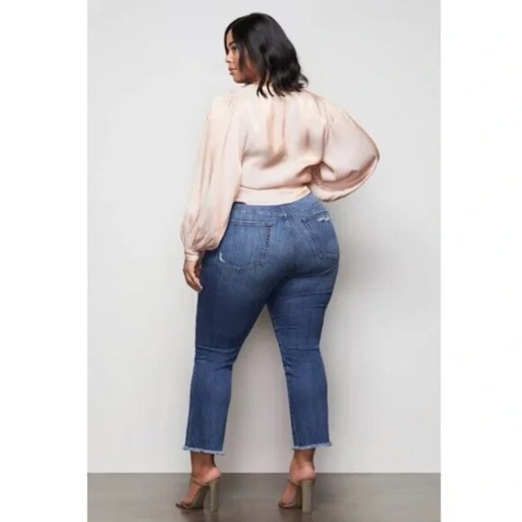 GOOD AMERICAN  Good Straight High-rise Straight Jeans - Blue407 - Plus Size 24 - Picture 12 of 12